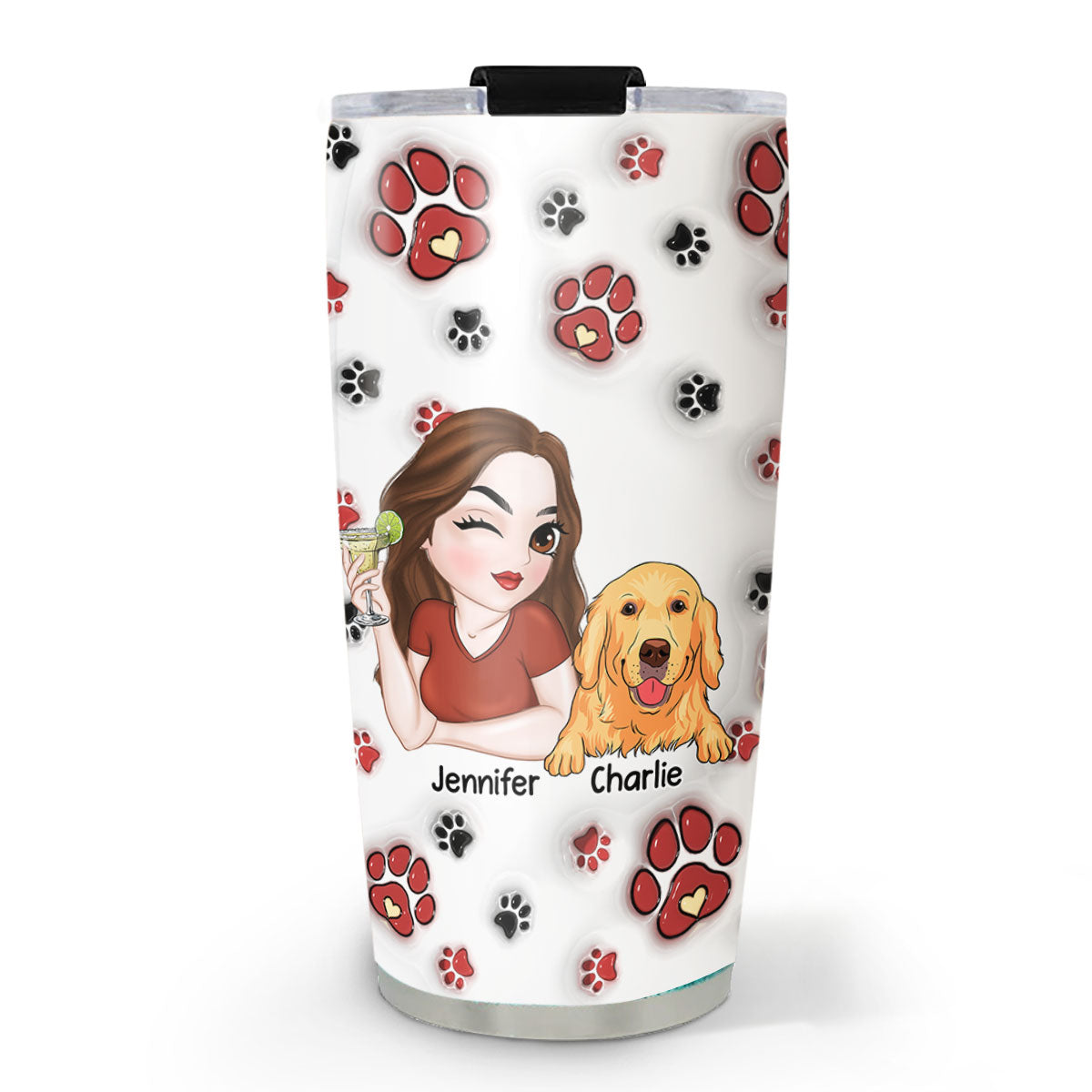 Love Dog Family - Customizable 3D Inflated Effect Stainless Steel Tumbler