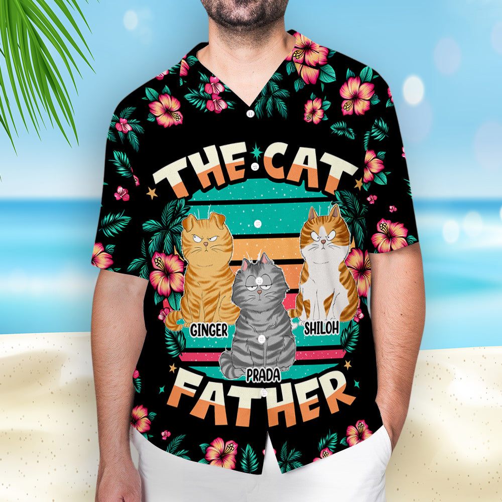 The Cat Father - Customizable Personalized Hawaiian Shirt for Pet Lovers