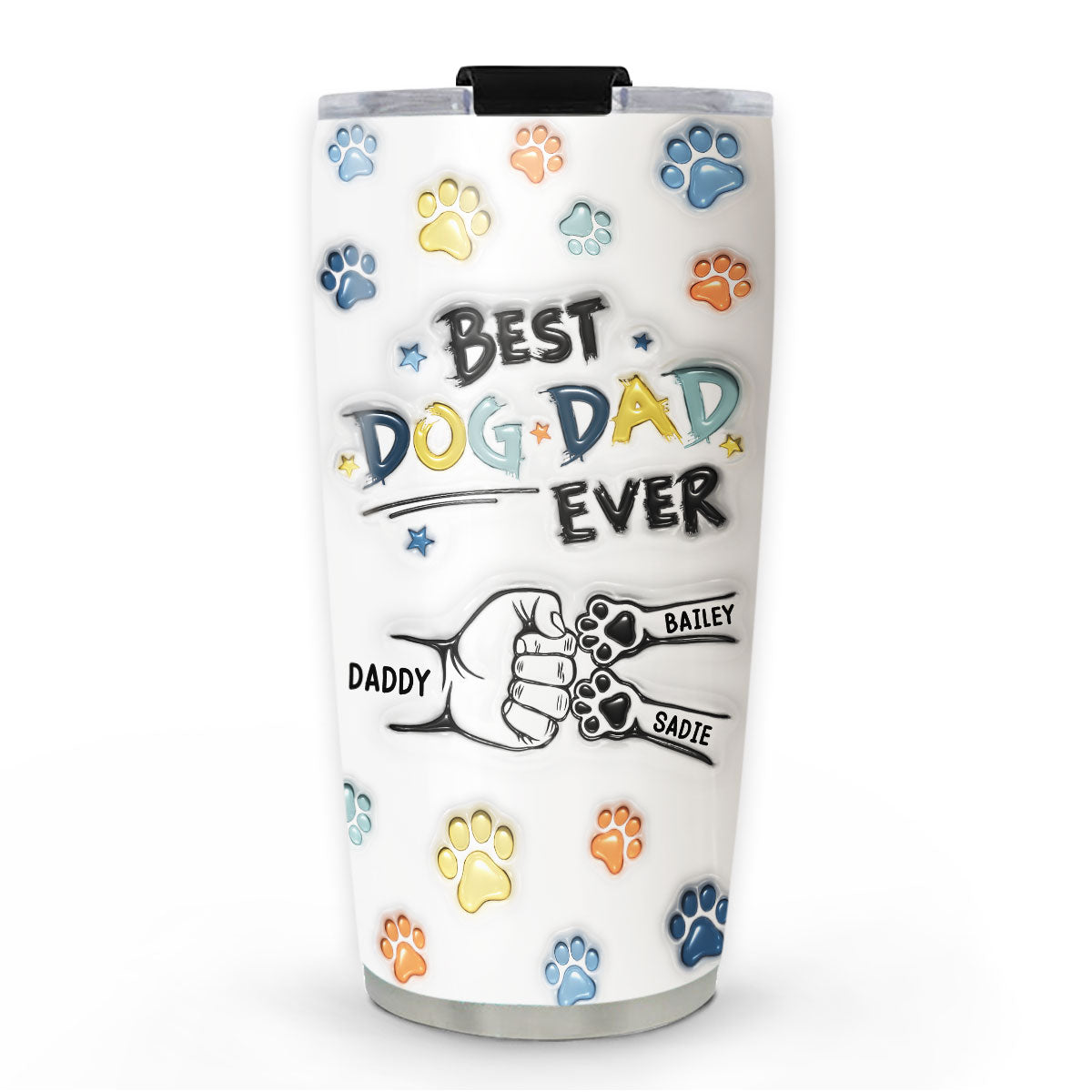 Top-Rated Personalized 3D Inflated Effect Tumbler for Dog Dads