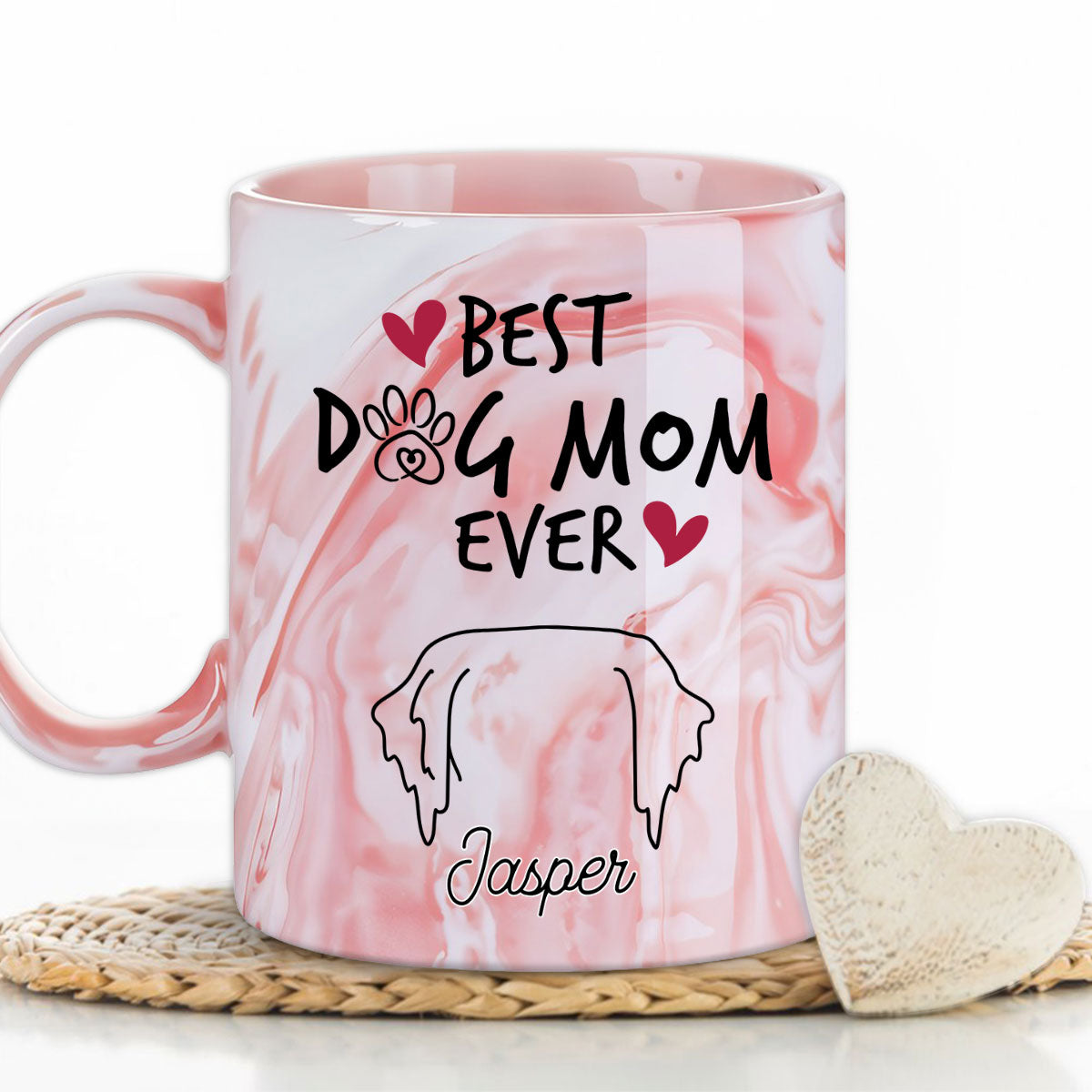Personalized Best Mom Custom Pink Marble Ceramic Mug