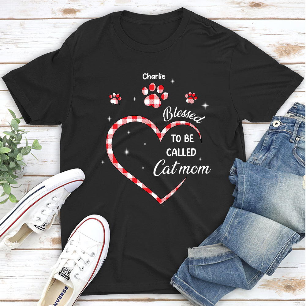 Personalized 'Blessed To Be A Cat Mom' Unisex T - shirt for Pet Lovers