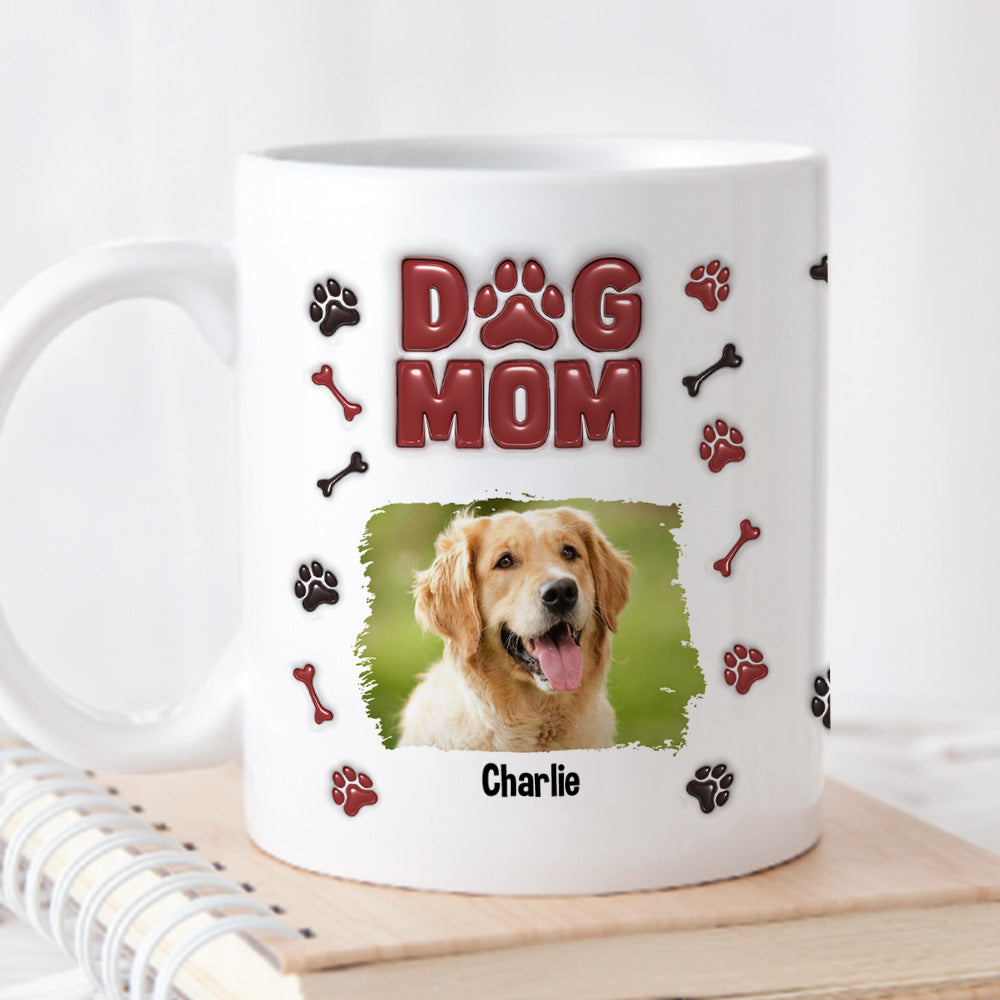Personalized 3D Inflated Effect Lovely Dog Mama Photo Mug