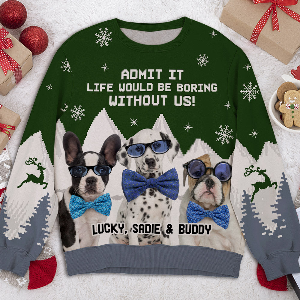Personalized Snowy Pet Photo All-Over-Print Sweatshirt - Ideal Gift for Pet Lovers