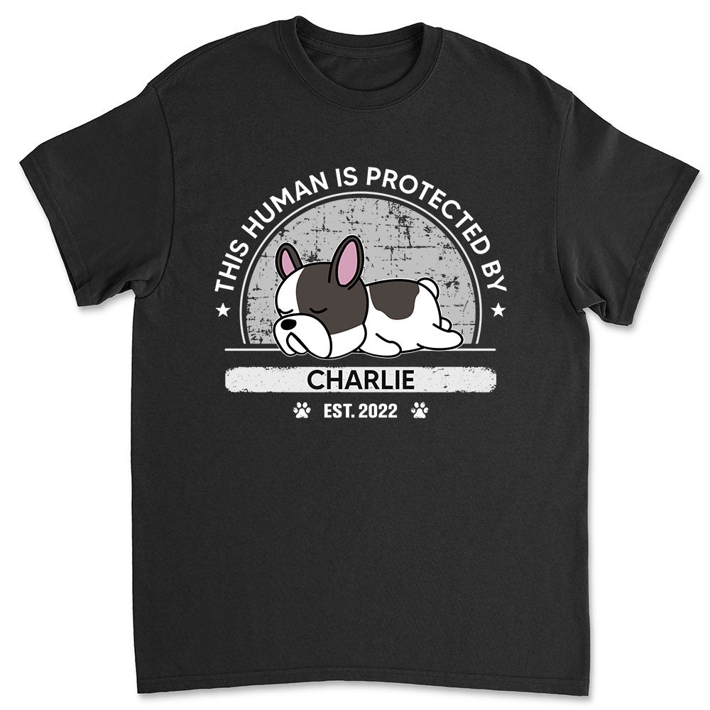 Personalized Custom 'Protected By My Dog' Premium T - shirt for Pet Lovers