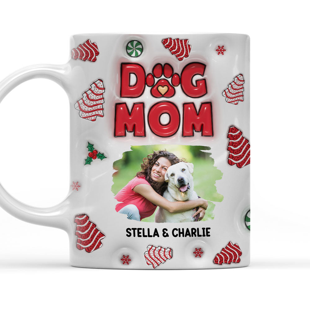 Personalized Dog Mom Tree Cake Photo 3D Inflated Effect Ceramic Mug