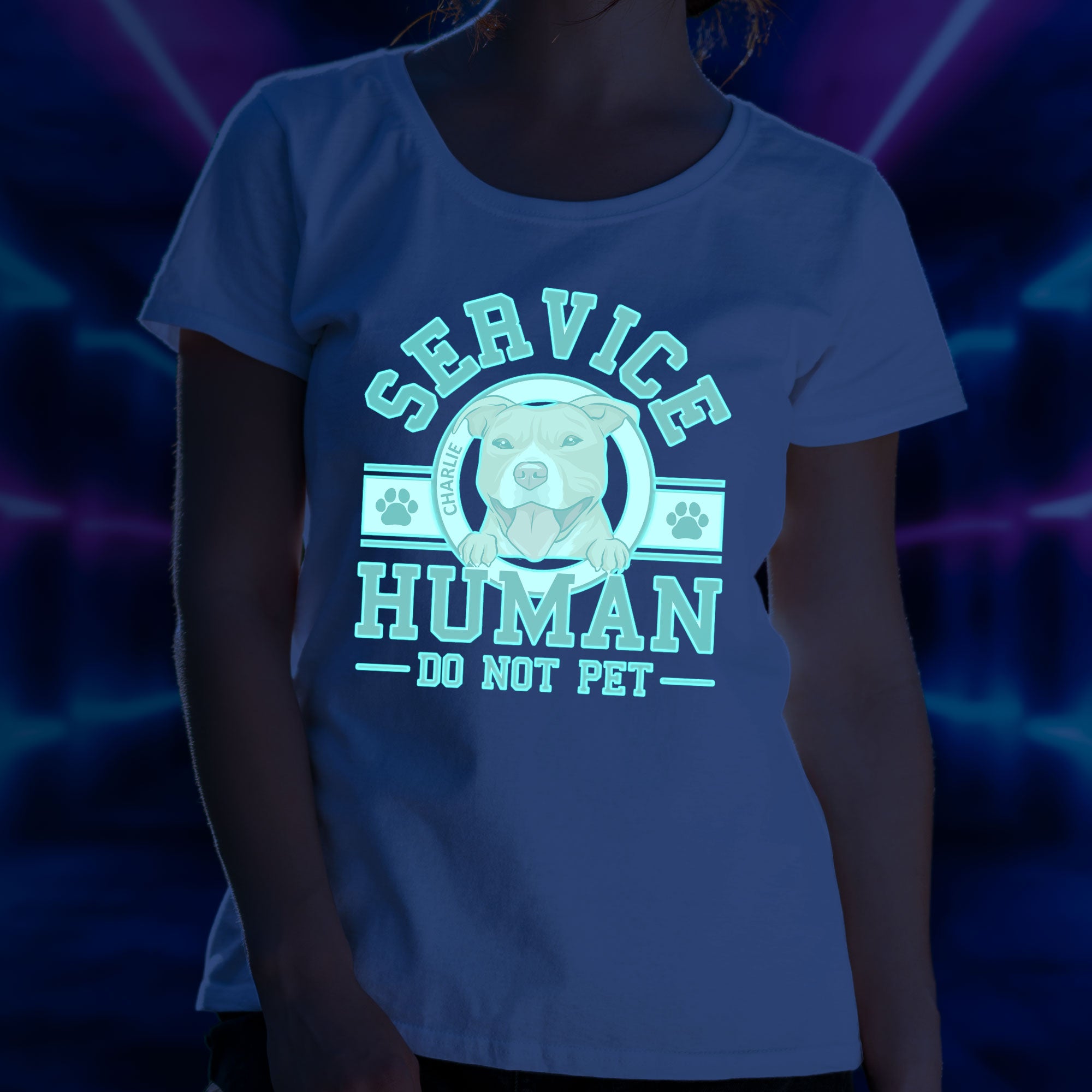 Personalized Custom Fluorescent Dog Service Logo T-shirt for Pet Lovers