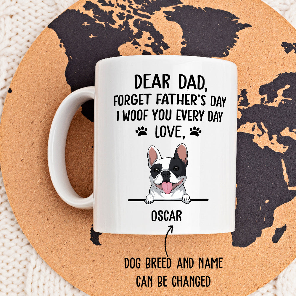 Personalized 'I Woof You Dog Dad' Custom Coffee Mug - Ideal Gift for Pet Lovers