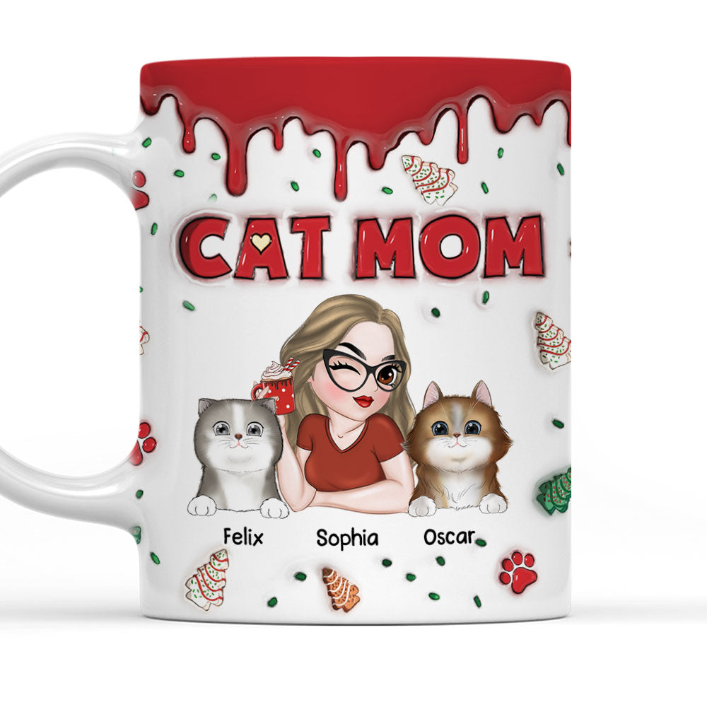 Customizable 3D Inflated Effect Ceramic Mug - Perfect Cat Mom Christmas Gift
