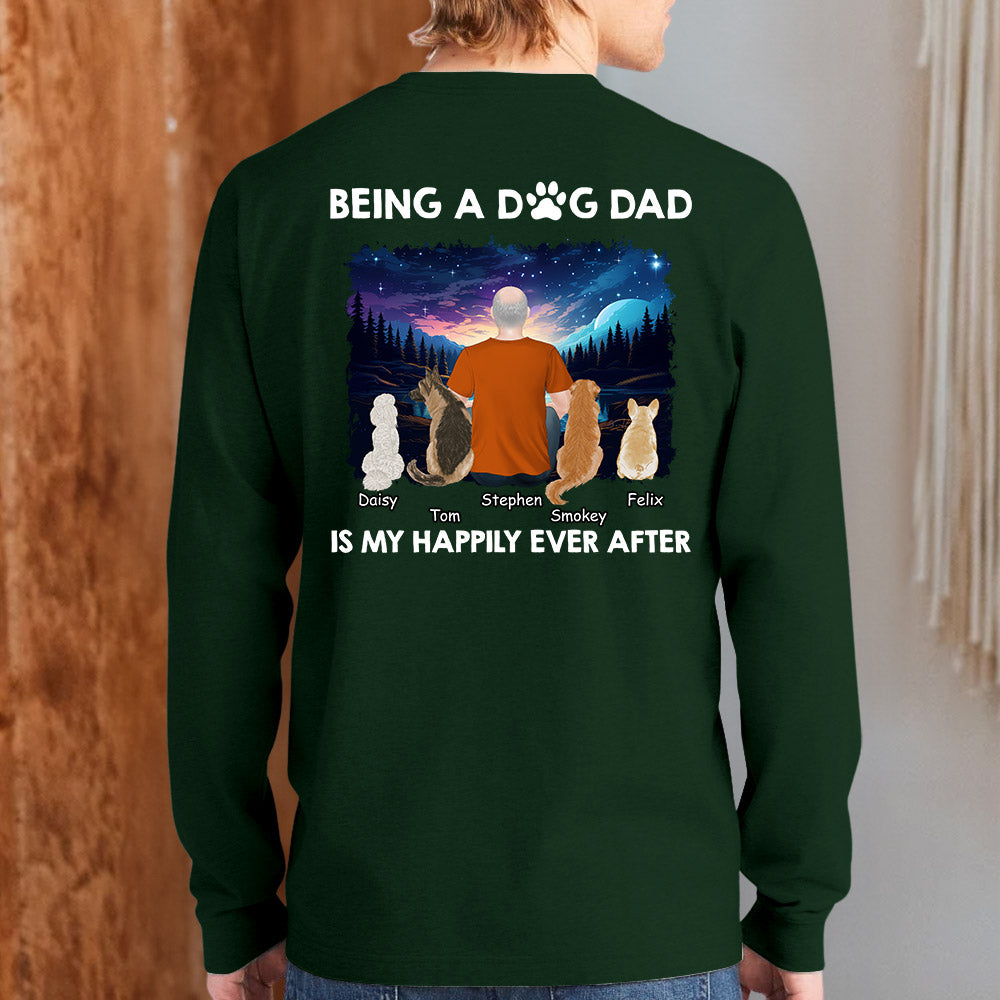 Happy Dad Together - Customizable Personalized Long Sleeve T - shirt for Pet Lovers