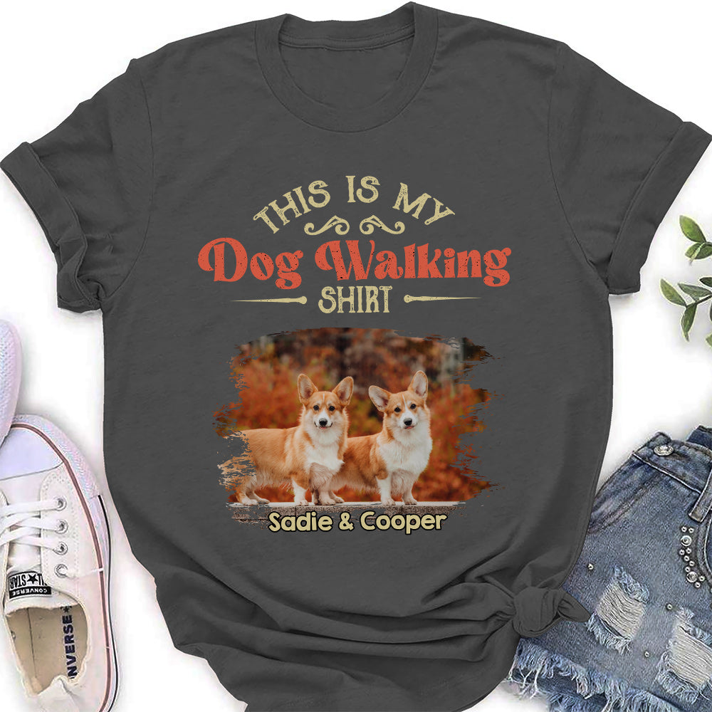 Personalized Vintage Dog Walking Women's T-shirt - Unique Gift for Pet Lovers