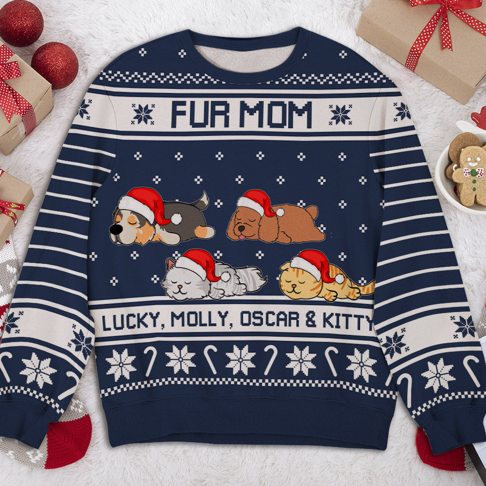 Customizable Festive Christmas All-Over-Print Dog and Cat Sweatshirt for Pet Lovers