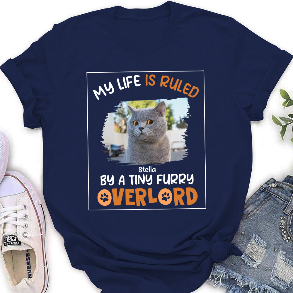 Personalized Custom Women's T-shirt: Ruled by Tiny Furry Overlords - Ideal Gift for Pet Lovers