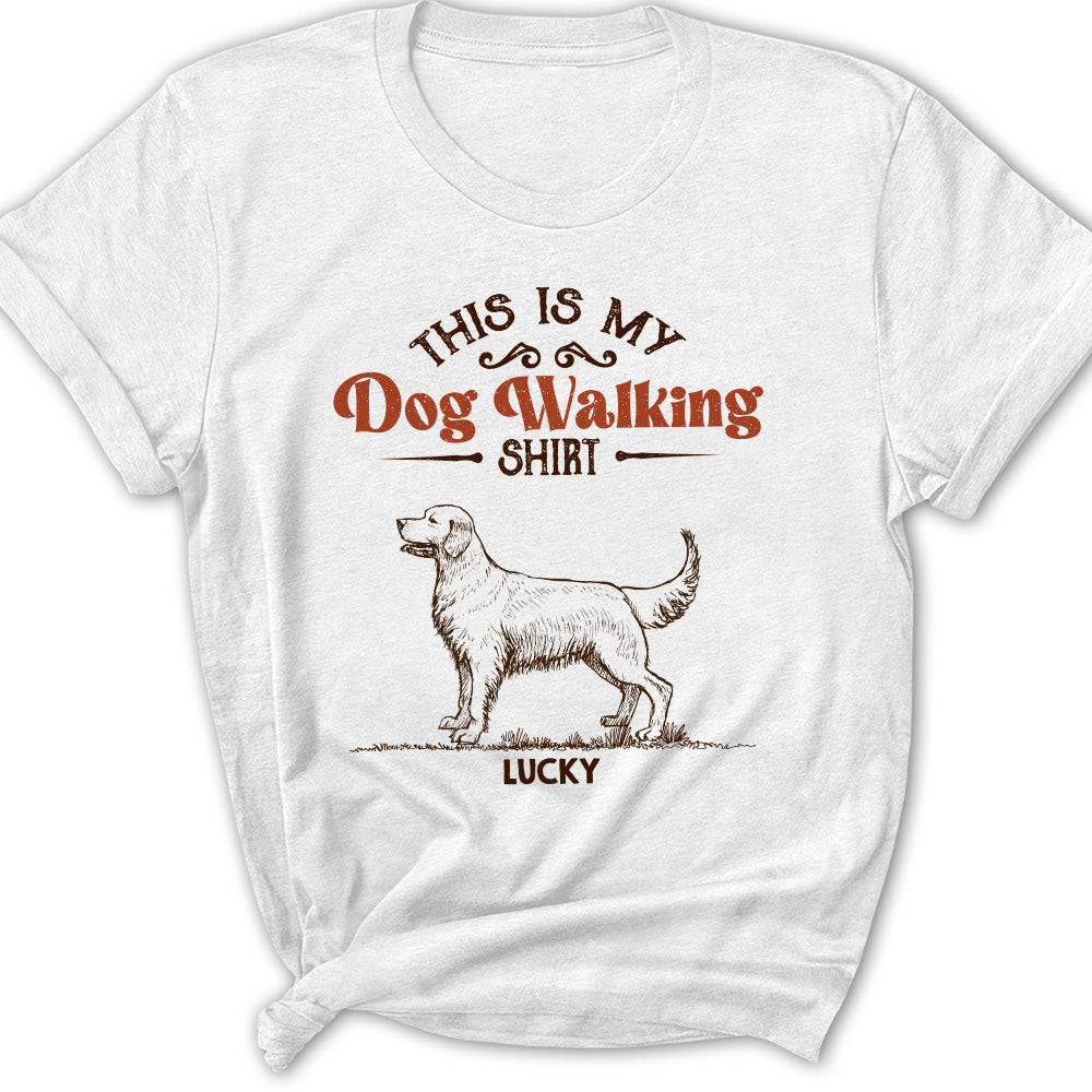 Customizable Vintage Dog Walking Women's T-shirt - Ideal Gift for Pet Lovers