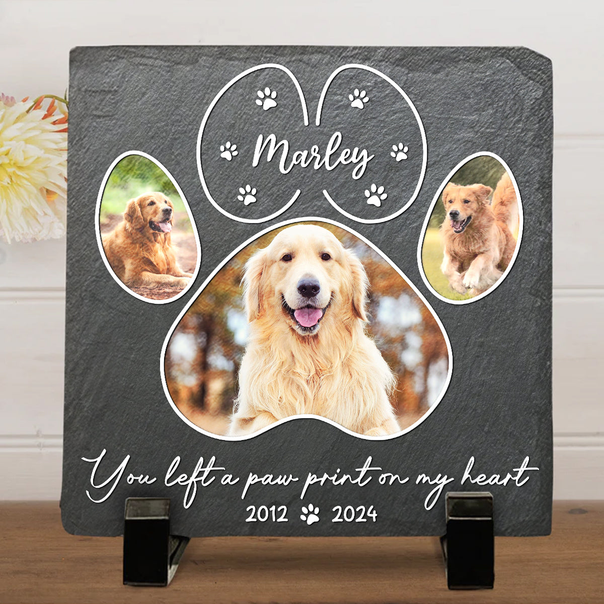 Personalized Paw Print Pet Memorial Stone - You Left A Paw Print On My Heart