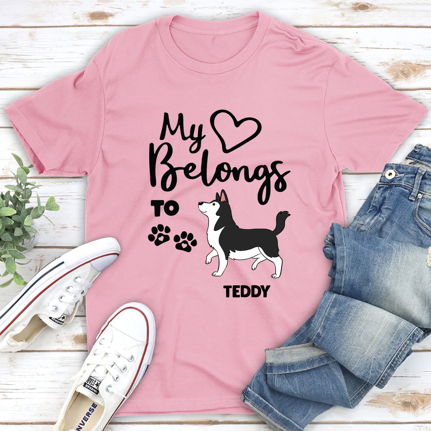 Personalized Custom Unisex 'Heart Belongs To Dog' T-shirt - Ideal Gift for Pet Lovers
