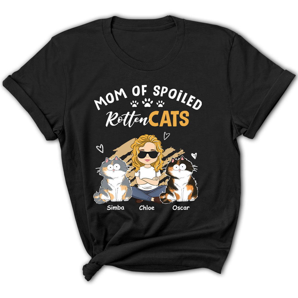Spoiled Cats Funny - Customizable Personalized Women's T-shirt for Pet Lovers