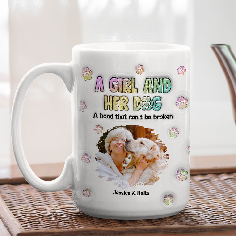 Personalized 3D Inflated Effect Mug with A Girl And Her Dog Photo