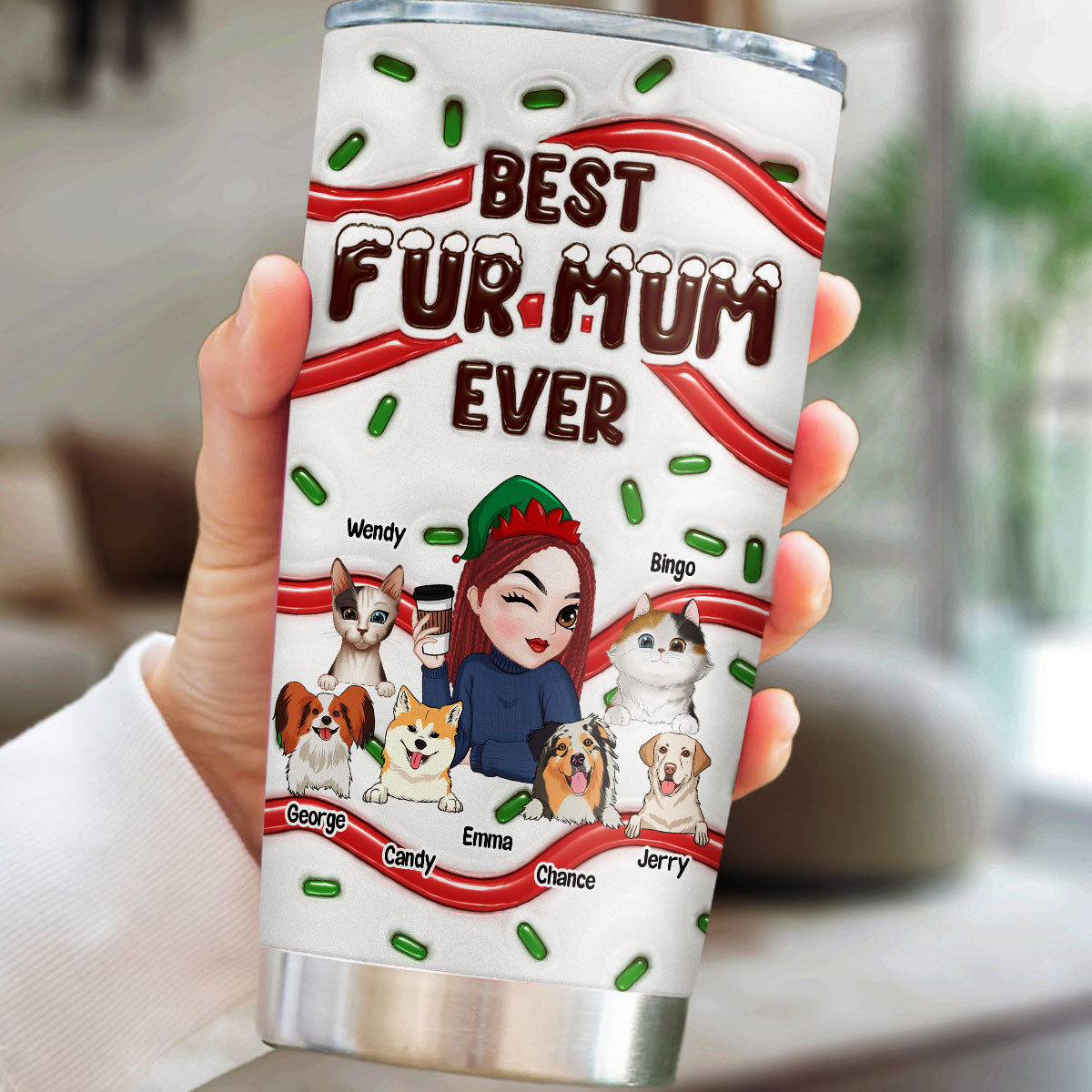 Best Personalized 3D Inflated Effect Tumbler for Fur Moms