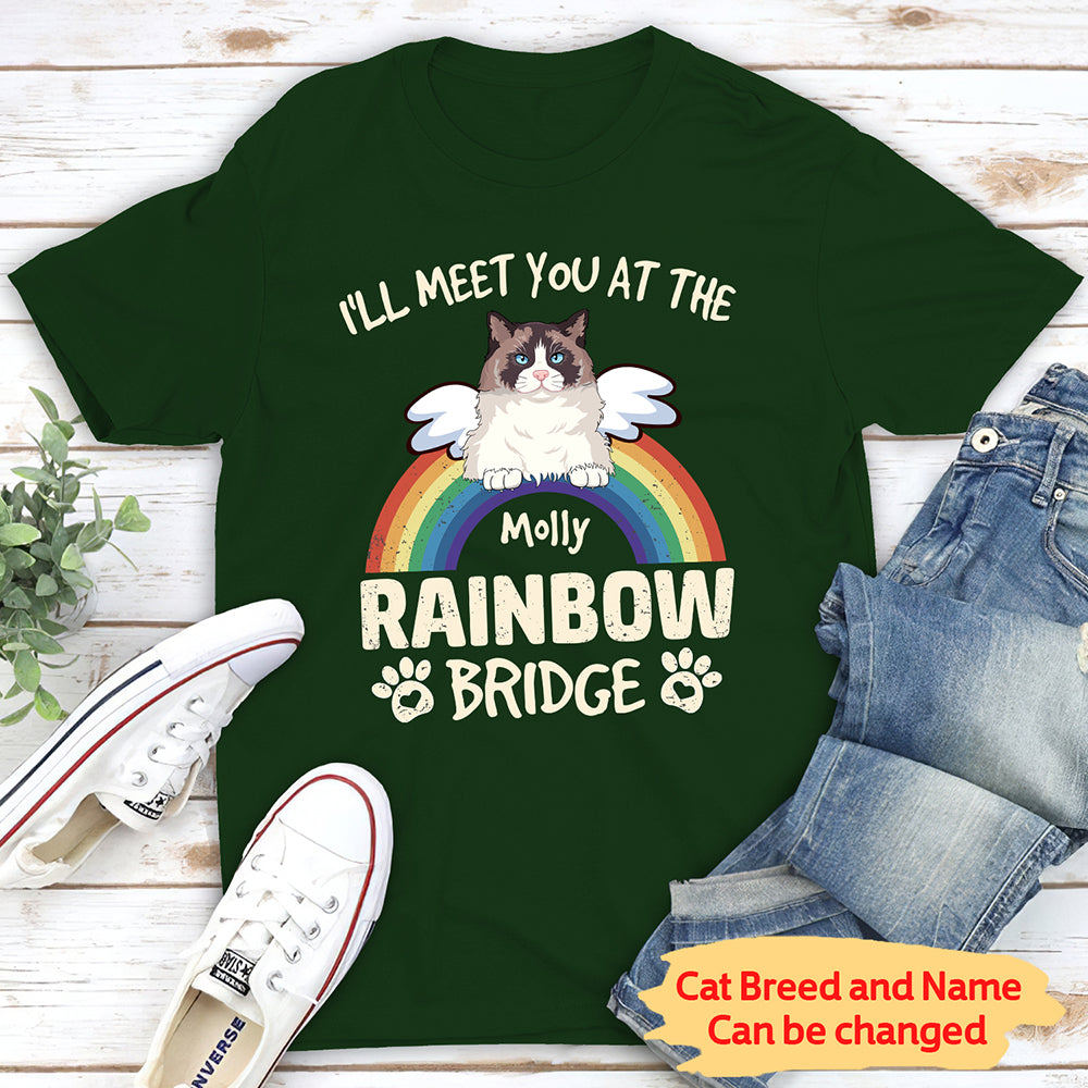 Personalized Custom Unisex 'I'll Meet You At The Rainbow Bridge' Memorial T-shirt for Pet Lovers