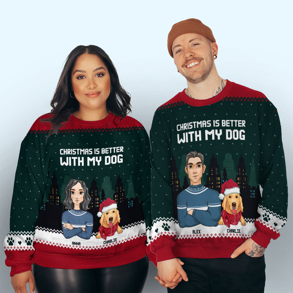 Personalized Christmas Dog All-Over-Print Sweatshirt: Ideal Gift for Pet Lovers