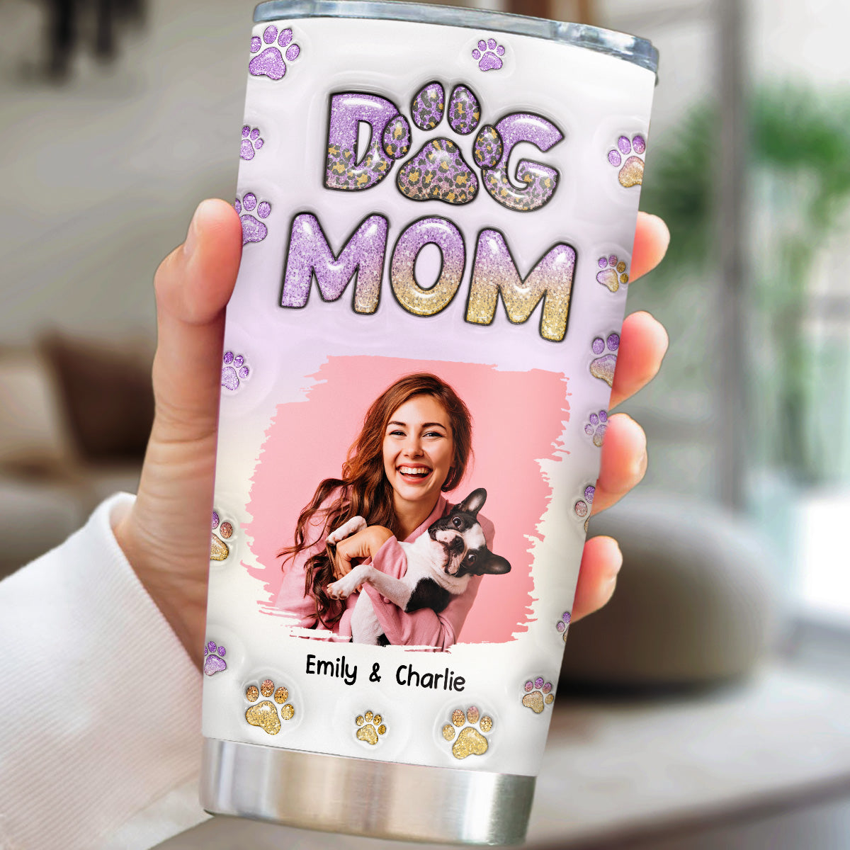 Personalized 3D Inflated Effect Tumbler - Ideal for Dog Moms' Photos