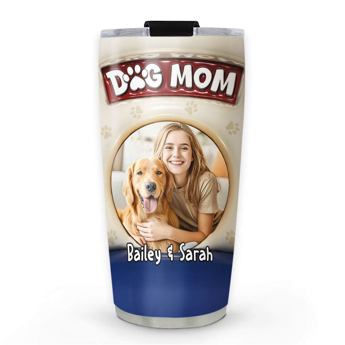 Personalized 3D Inflated Effect Cute Dog Mum Photo Tumbler - Ideal for Any Occasion