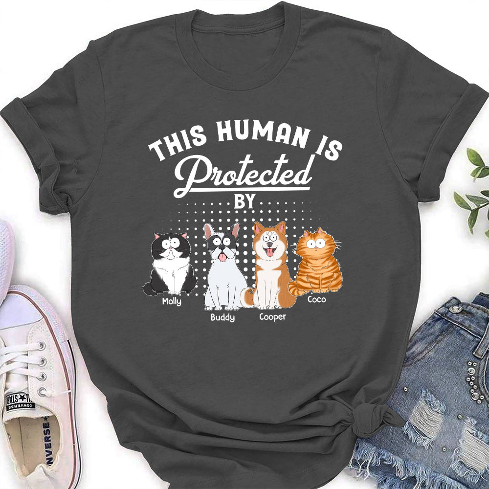 Personalized Custom Women's 'Protected By My Pet' T-shirt - Ideal Gift for Pet Lovers