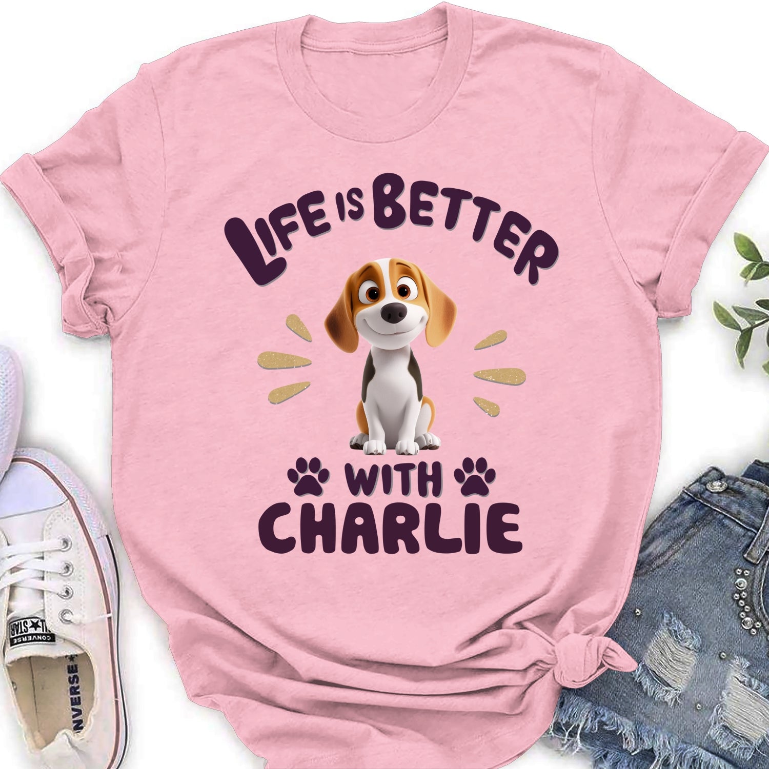 Personalized Custom Women's 'Better Life With My Dog' T-Shirt - Ideal Gift for Pet Lovers