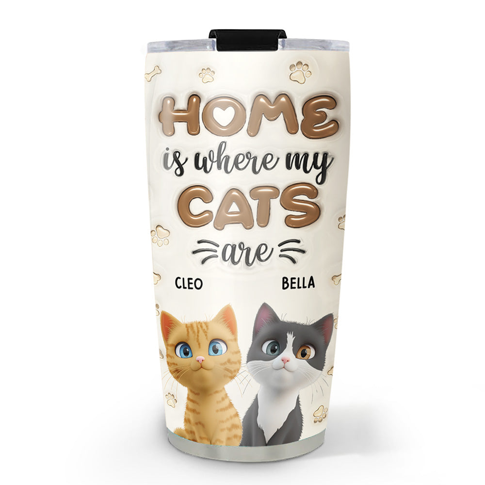 Personalized 3D Inflated Effect Tumbler - Home Sweet Home with Your Cats