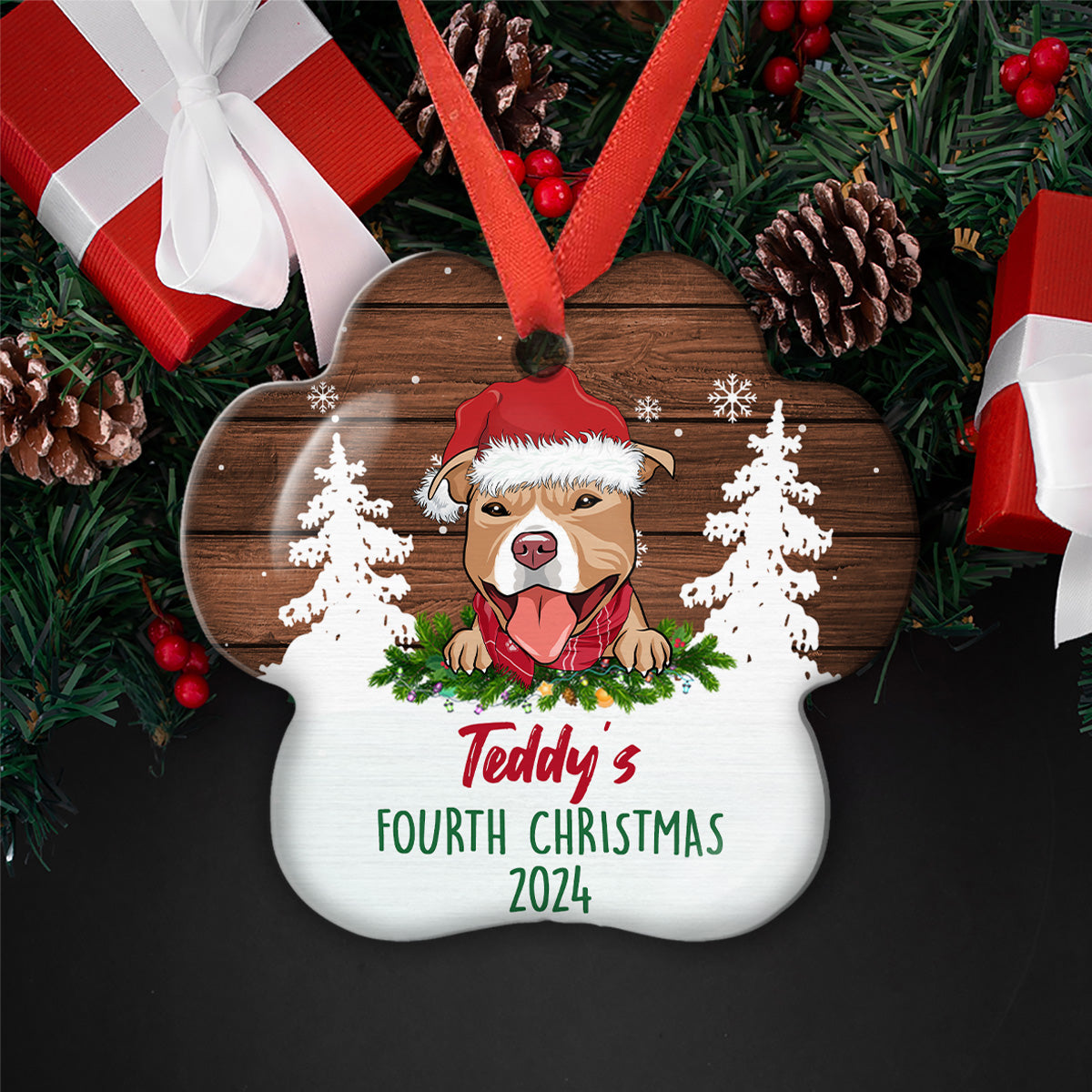 Customizable Dog Christmas Aluminum Ornament - Ideal Gift for Pet Lovers