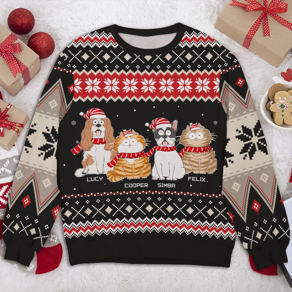 Paw in Snow - Customizable All-Over Print Sweatshirt for Pet Lovers
