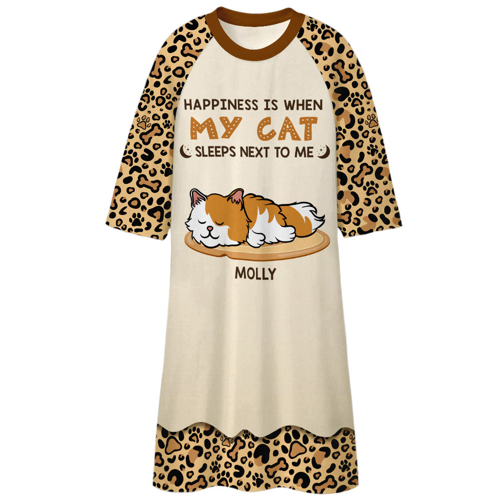 Personalized Leopard Cat Mom 3/4 Sleeve Dress - Stand Out in Style