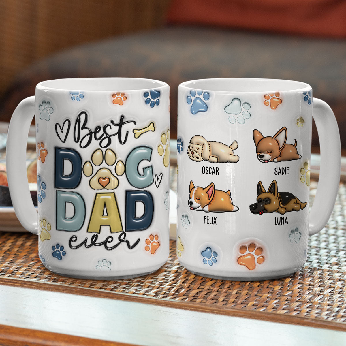 Personalized 3D Inflated Effect Ceramic Mug for Dog Dads