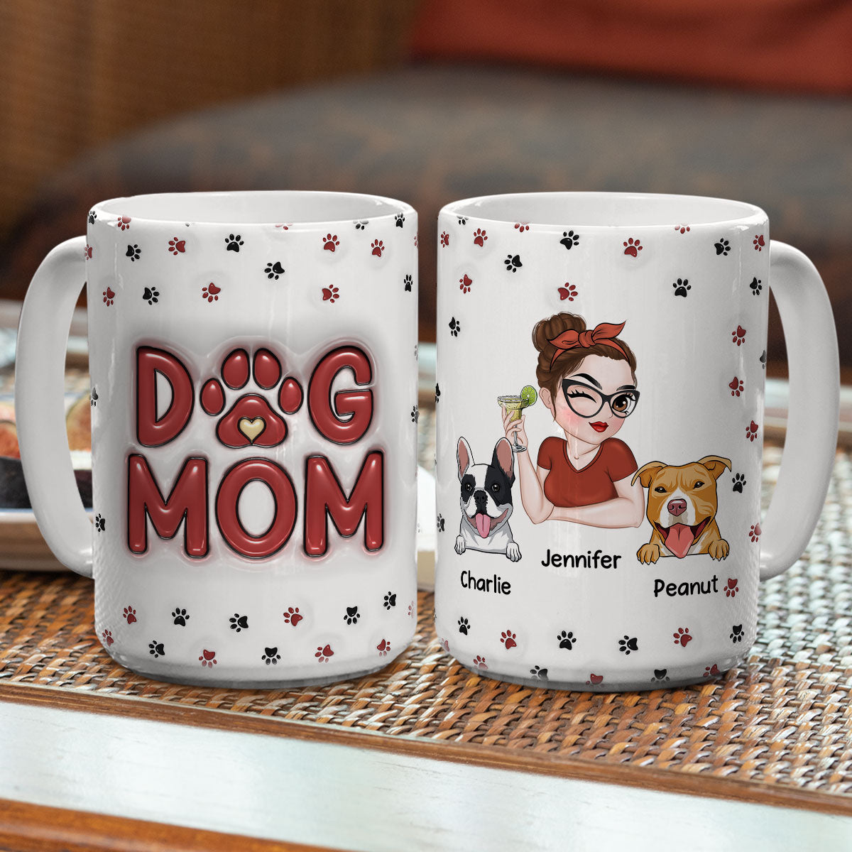 Personalized 3D Inflated Effect Lovely Dog Mom Mug