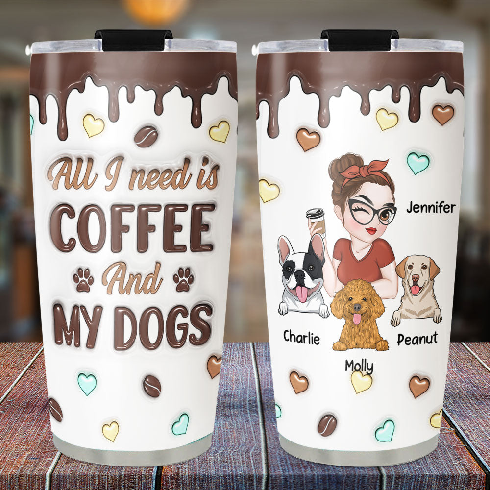 Personalized 3D Inflated Coffee and Dog Tumbler - Customizable Drinkware