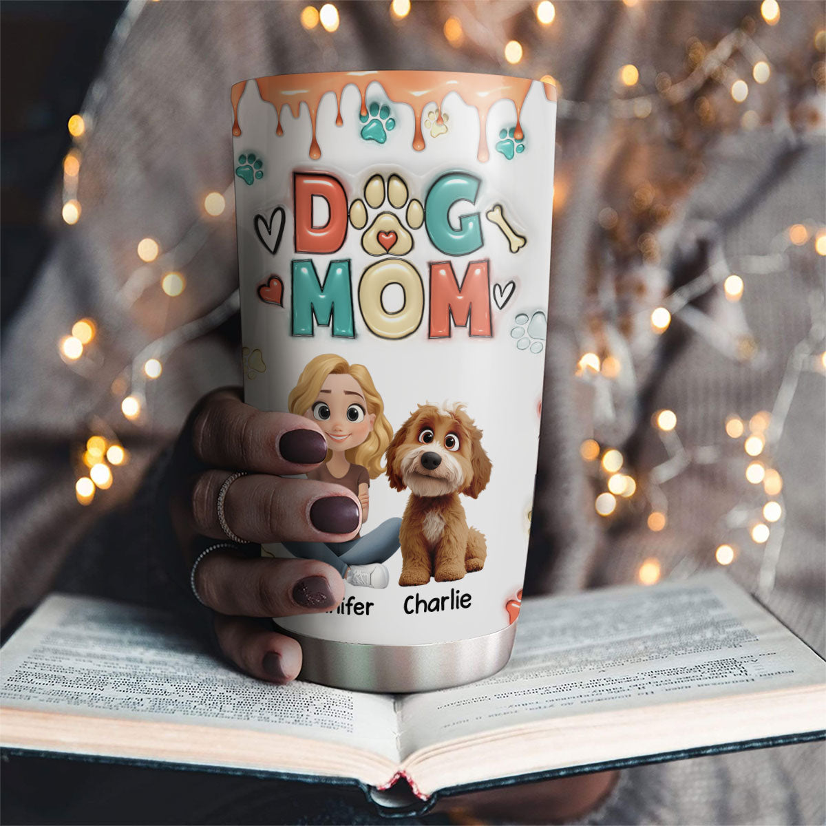 Personalized 3D Inflated Effect Tumbler - Perfect Gift for Dog Moms