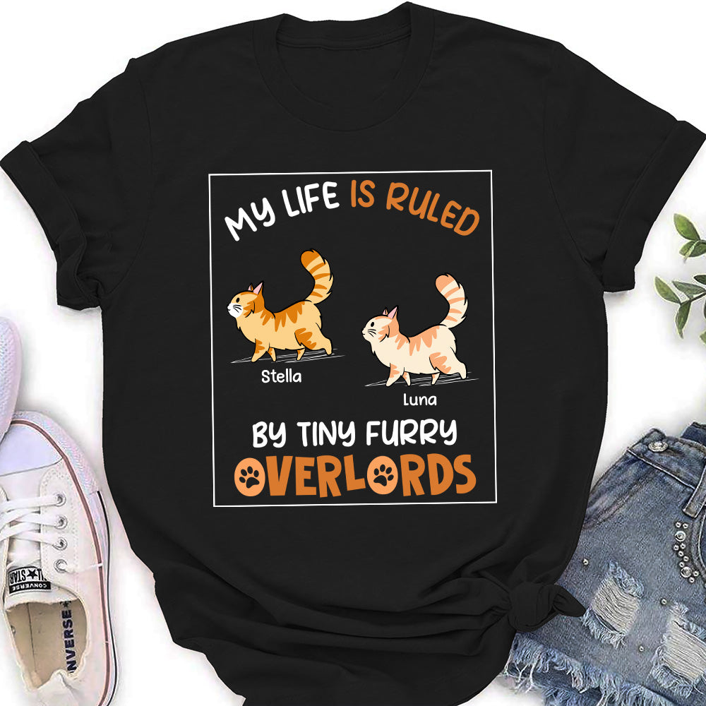 Personalized Custom Women's T-shirt: Ruled by Tiny Furry Overlords - Ideal Gift for Pet Lovers
