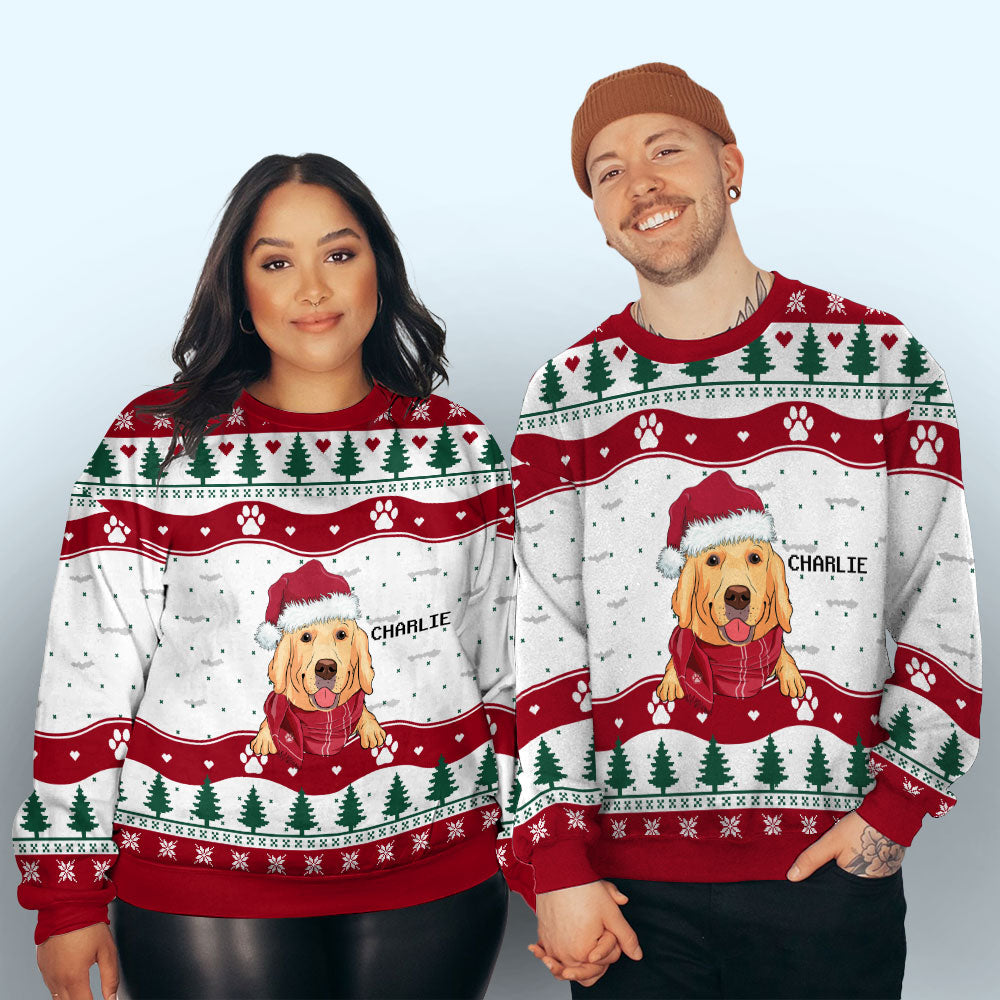 Paw Pine Tree - Customizable All-Over Printed Sweatshirt for Pet Lovers