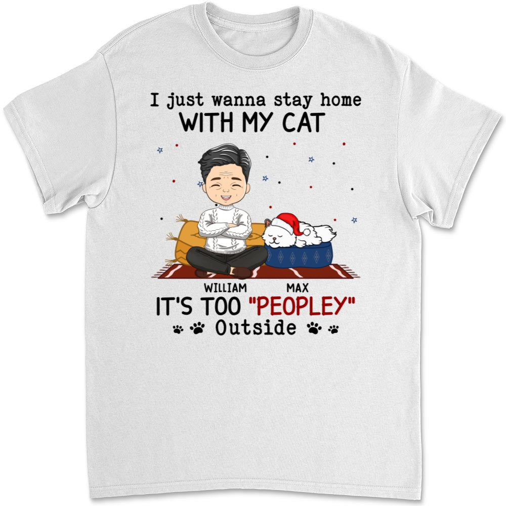 Personalized Unisex 'It's Too Crowded Outside' Cat T-shirt for Pet Lovers