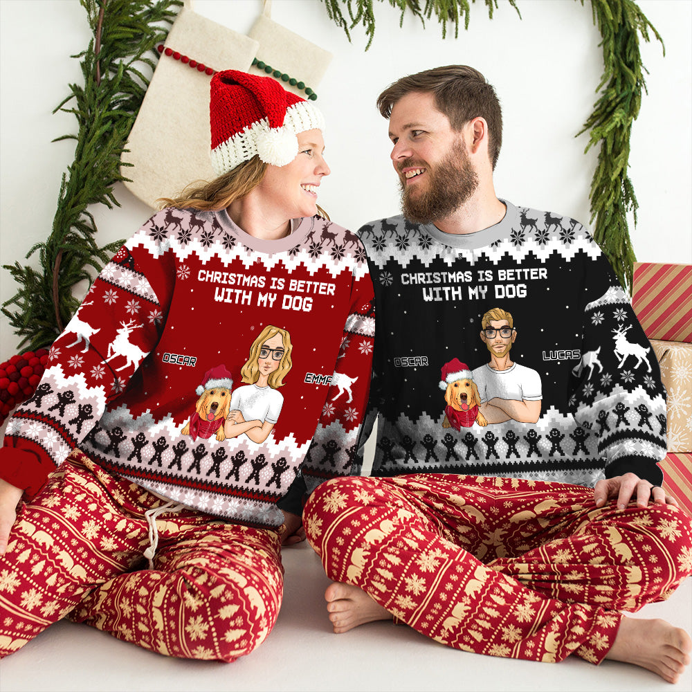 Personalized All-Over-Print Dog Lover's Holiday Sweatshirt