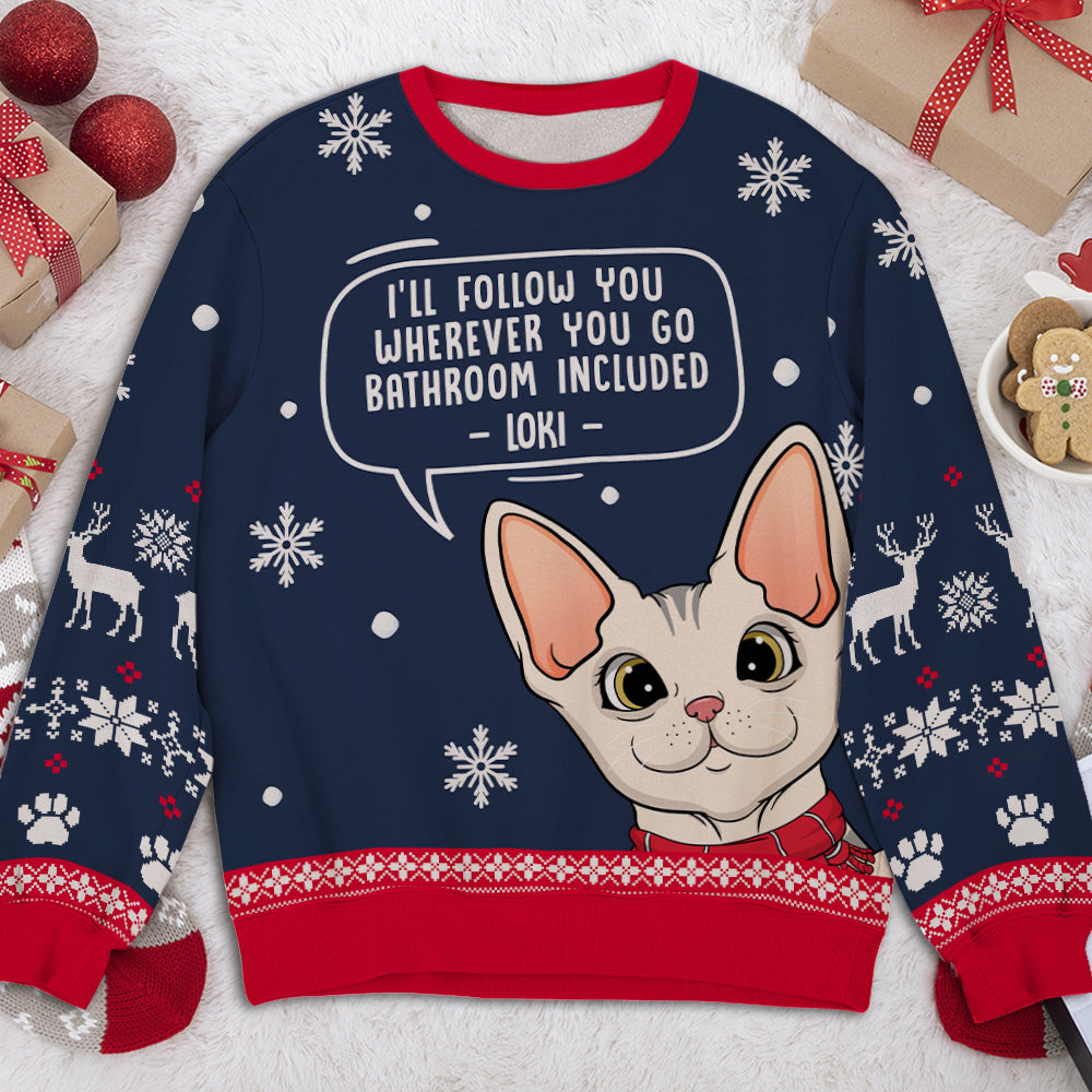 Personalized Cat - Following All - Over Print Sweatshirt: Ideal Gift for Pet Lovers