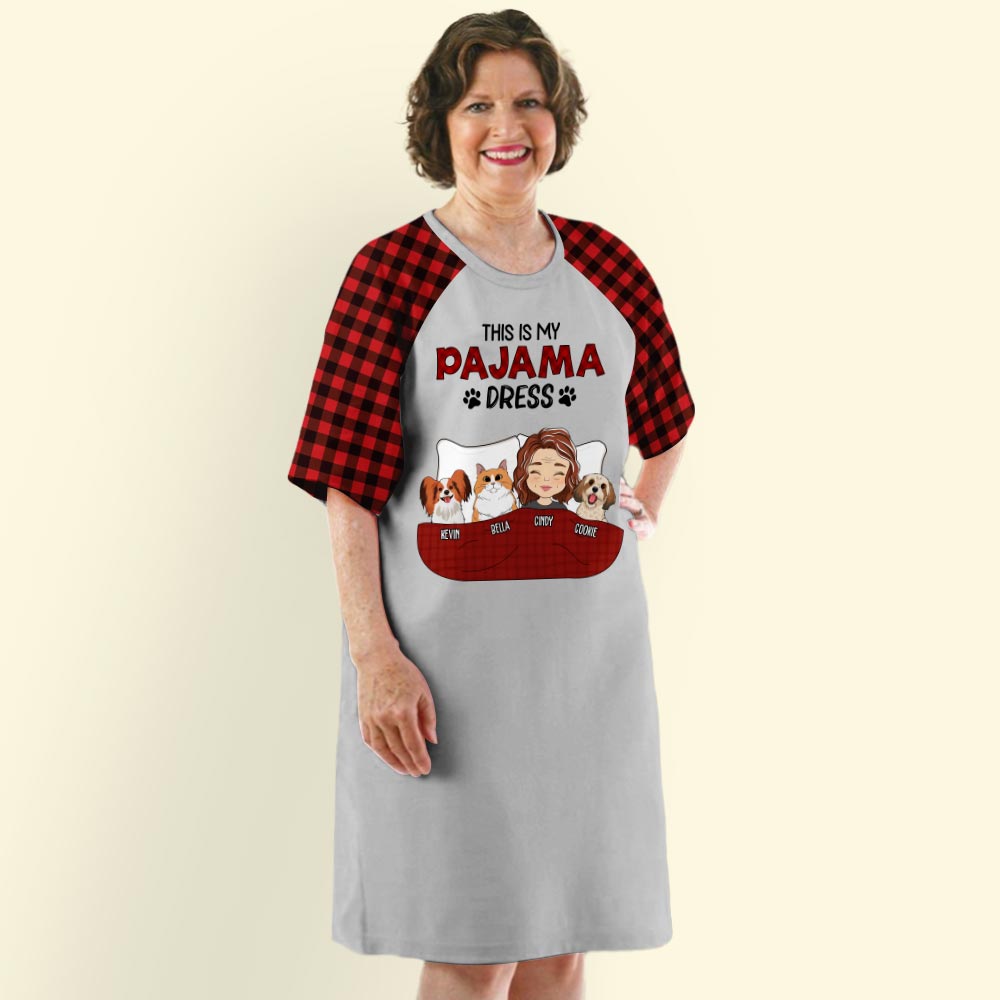 Customizable 3/4 Sleeve Personalized Pajama Dress for Dog Moms