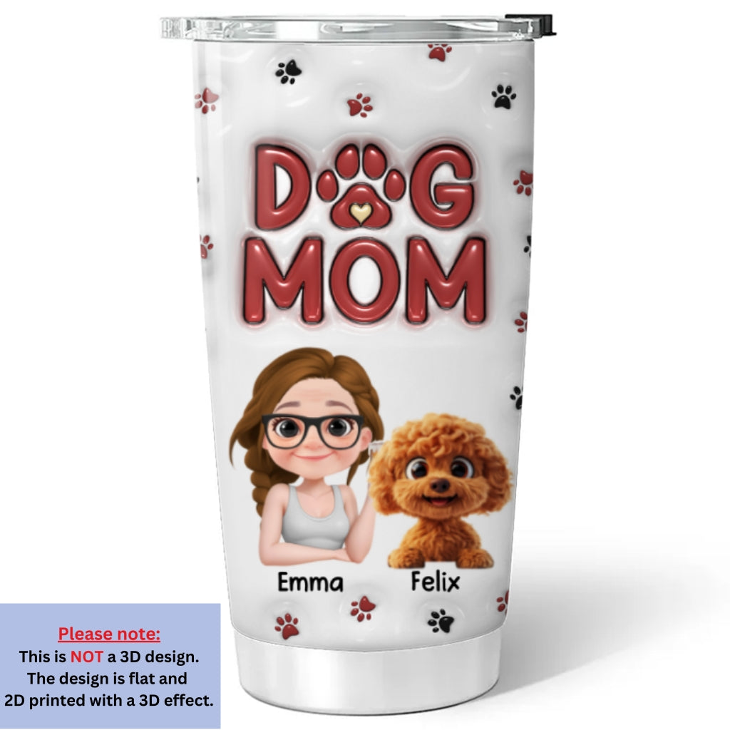 Personalized 3D Inflated Effect Lovely Dog Mom Cartoon Tumbler - Ideal for All Occasions