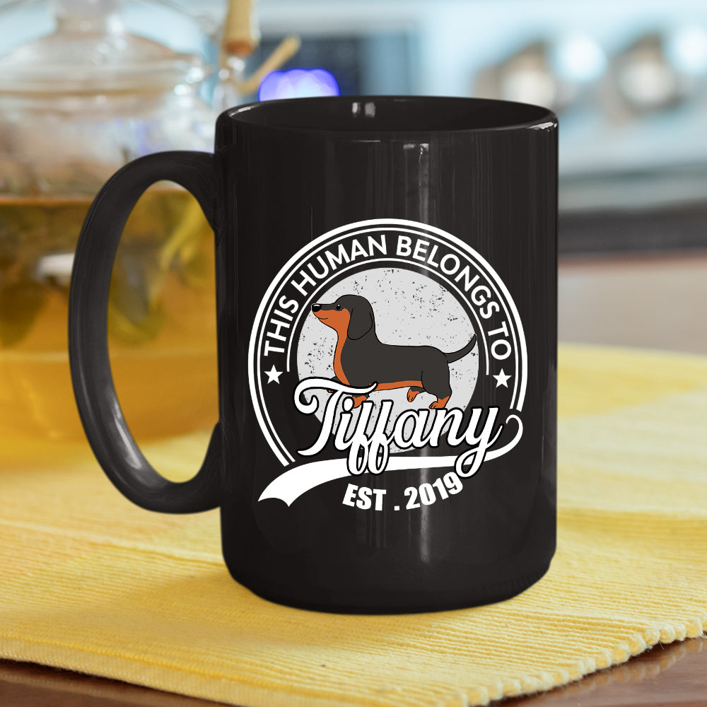 Personalized Custom 'Human Belongs To Dog' Coffee Mug - Ideal Gift for Pet Lovers