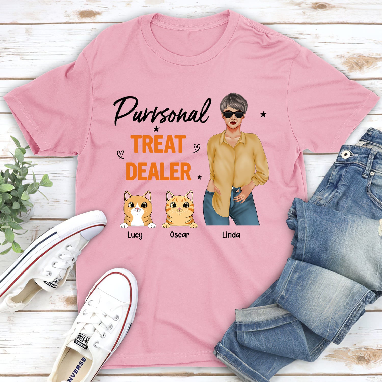 Customizable Unisex Cat Treat Lover T-shirt - Ideal Gift for Pet Enthusiasts