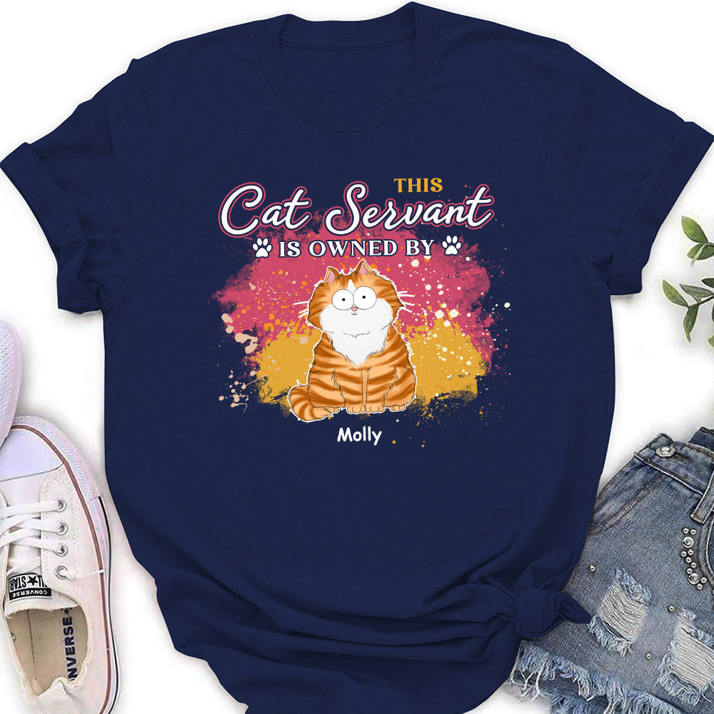 Personalized 'Cat Servant' Women's T-shirt - Ideal Gift for Pet Lovers