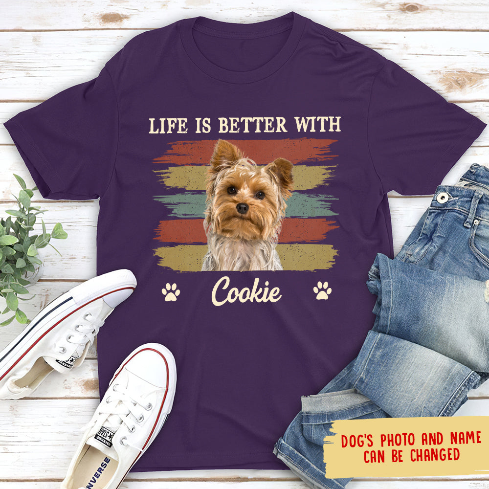 Better With Dog - Customizable Personalized Photo Unisex T - shirt for Pet Lovers