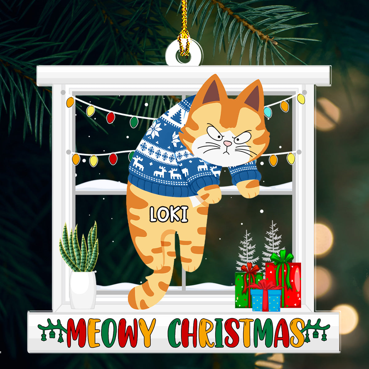 Meowy Christmas - Customizable Personalized Acrylic Christmas Ornament
