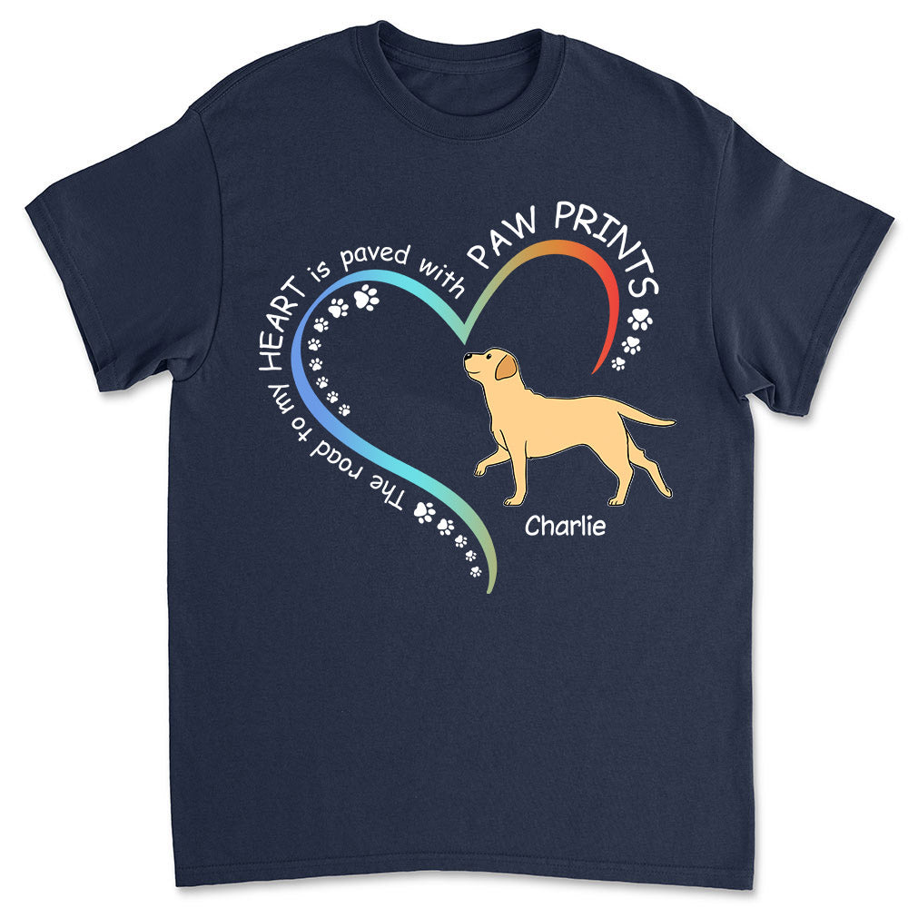 Personalized Road To Heart Walking Dog Unisex T-shirt - Ideal Gift for Pet Lovers