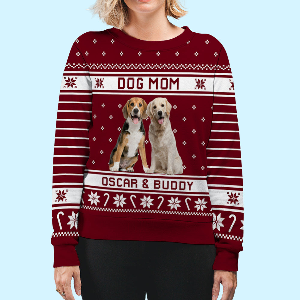 Merry Woofmas Personalized Custom All-Over-Print Sweatshirt - Ideal Gift for Pet Lovers